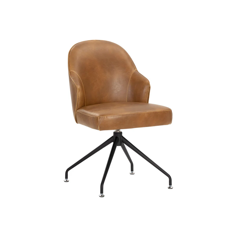 Bretta Swivel Dining Chair in Tobacco Tan Faux Leather