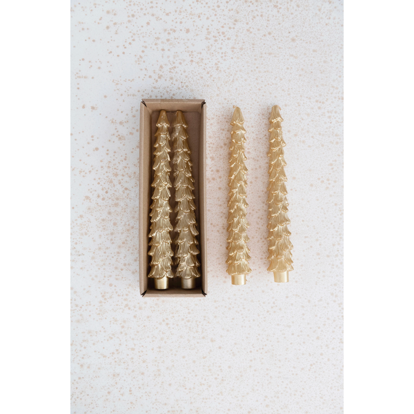 Unscented Tree Shaped Taper Candes - Eggnog Set of 2