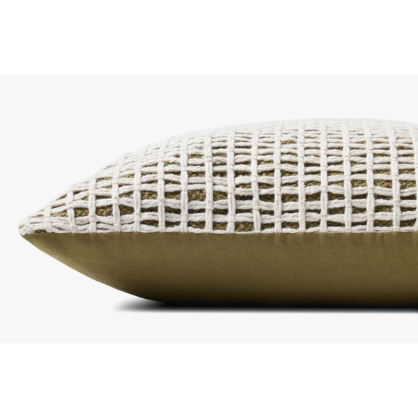Grid Cushion in Green/Ivory