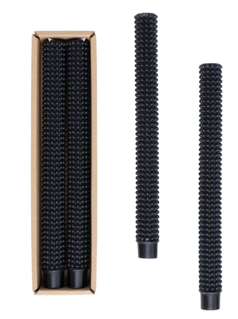 Hobnail Taper Candles in Box, Set of 2
