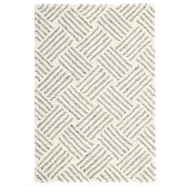 Layers Hooked Wool Rug in Grey