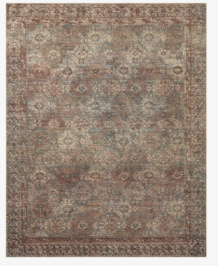 Billie Area Rug - Aqua/Rust