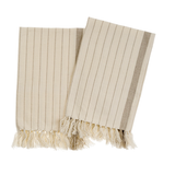 Pinstripe Hammam Hand Towels S/2, Stone