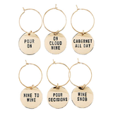 Gold Wine Charms in Pine Box