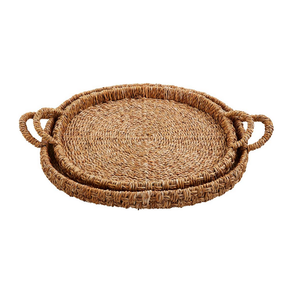 Woven Basket Tray Set