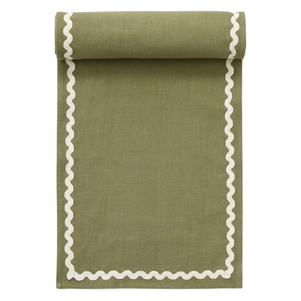 Scallop Patch Table Runner in Moss Green