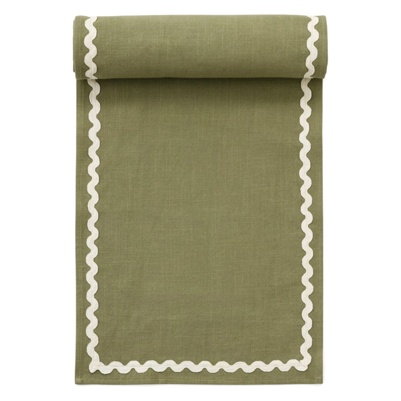 Scallop Patch Table Runner in Moss Green