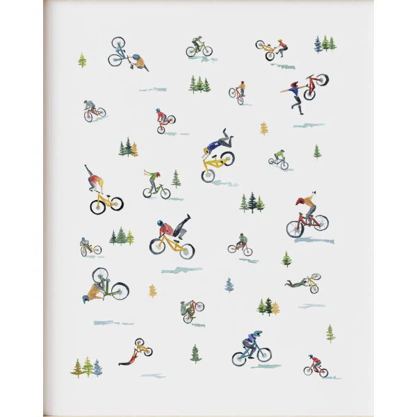 Mountain Bikers Watercolour Print