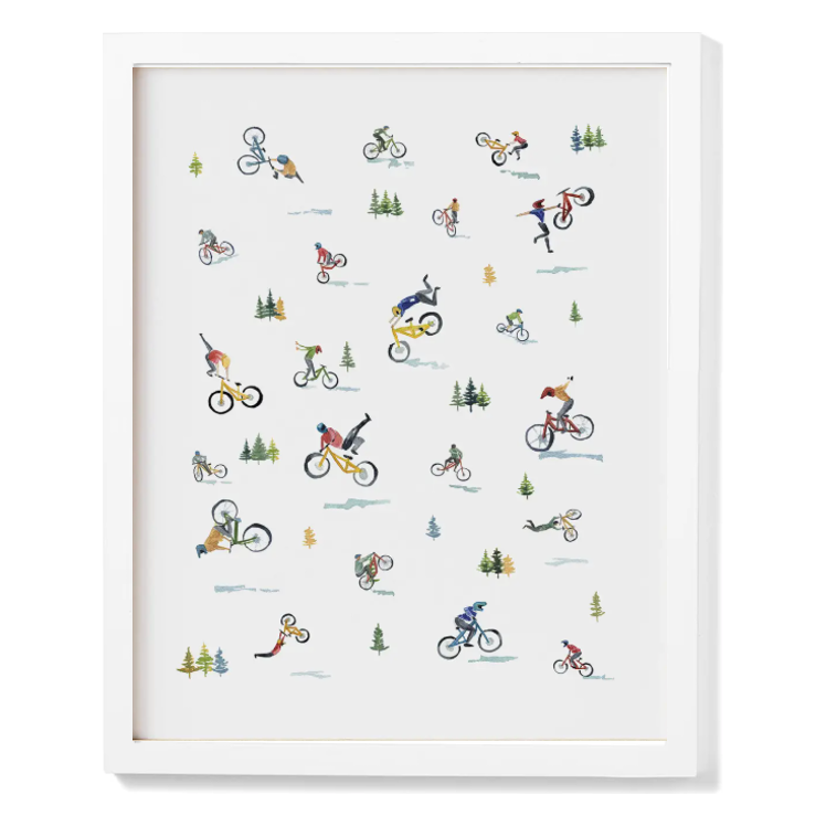 Mountain Bikers Watercolour Print