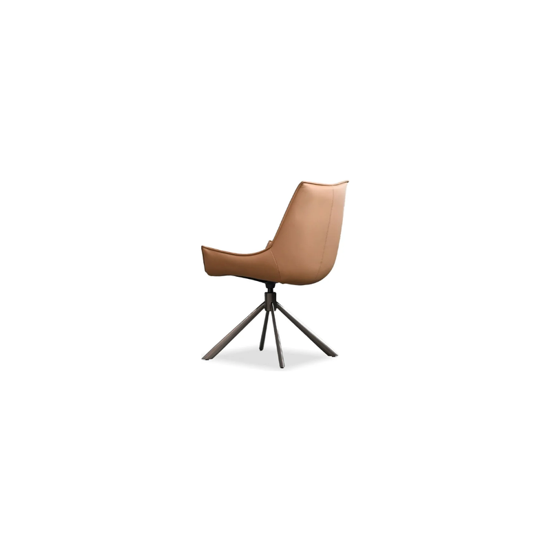 Giulia 360 Swivel Dining Chair in Irish Rum Leather and with Antique Bronze Powder Coated Steel Base