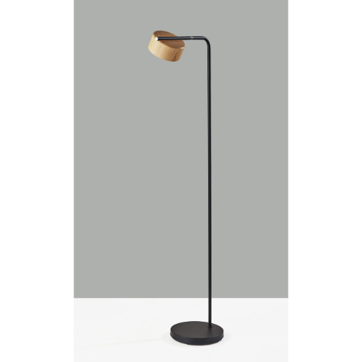 Roman LED Floor Lamp in Black and Natural Wood