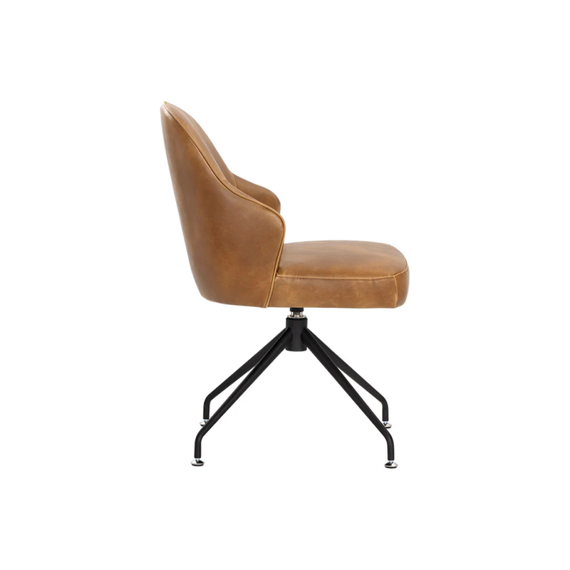Bretta Swivel Dining Chair in Tobacco Tan Faux Leather