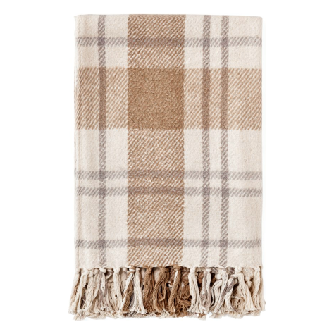 Checkered Throw Blanket with Fringes