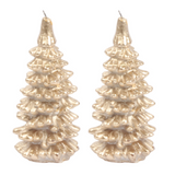 Tree Shaped Candle Set of 2 in Champagne