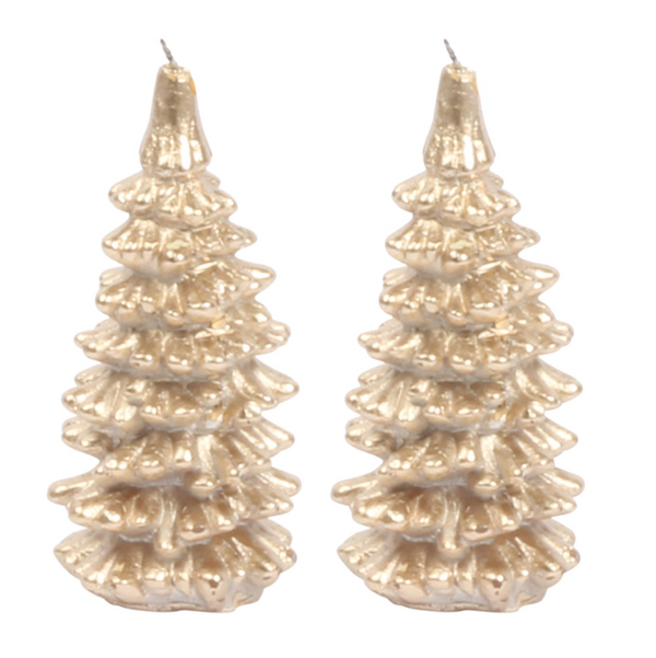 Tree Shaped Candle Set of 2 in Champagne