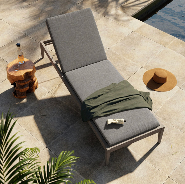 Sherwood Outdoor Chaise in Weathered Grey/Venao Charcoal