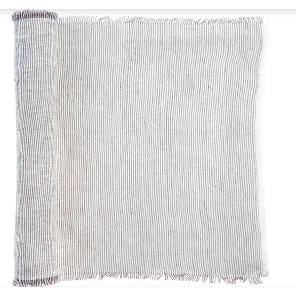 Linen Runner in Grey Stripe