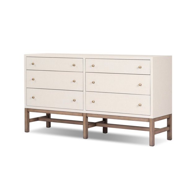 Fiona 6 Drawer Dresser in Ivory Painted Raffia