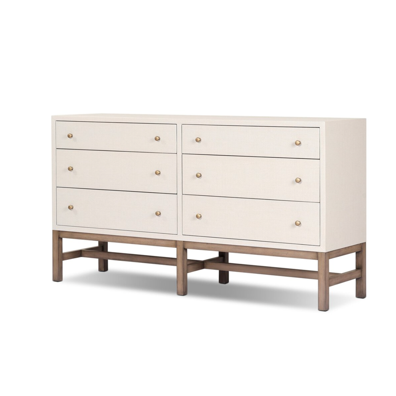Fiona 6 Drawer Dresser in Ivory Painted Raffia