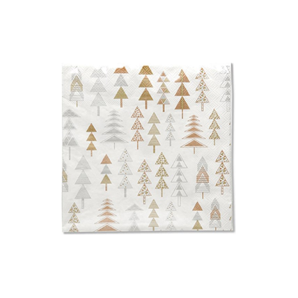 Tree Printed Napkin in Metallic