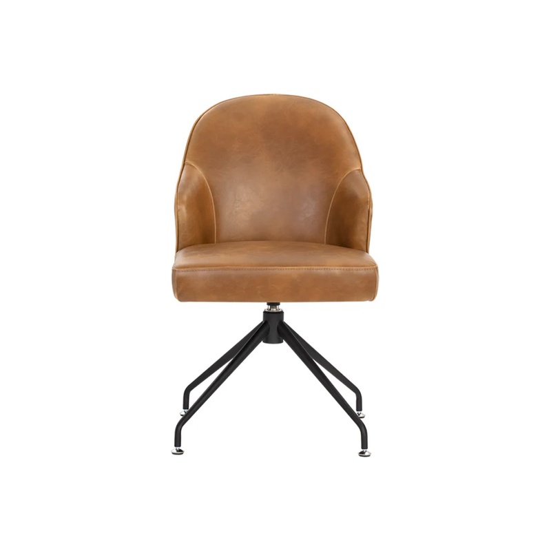 Bretta Swivel Dining Chair in Tobacco Tan Faux Leather