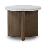 Toli End Table in Italian White Marble/Rustic Fawn