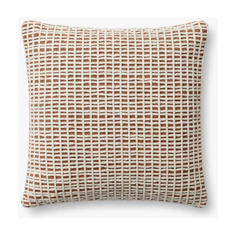 Grid Cushion Orange / Ivory 18" x 18"