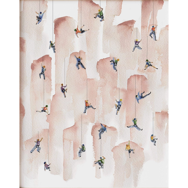 Mini Rock Climbers Watercolour Print