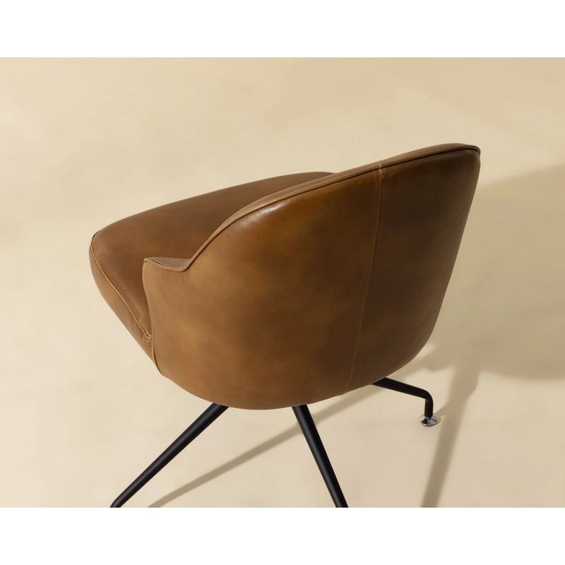Bretta Swivel Dining Chair in Tobacco Tan Faux Leather