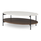 Larkin Oval Coffee Table - White & Dark Brown Wood