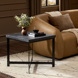 Hammered Iron End Table in Charcoal Marble