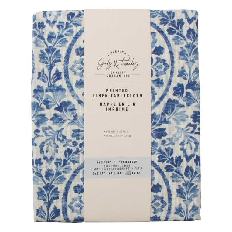 Medallion Linen Blended Tablecloth 60 x 120"
