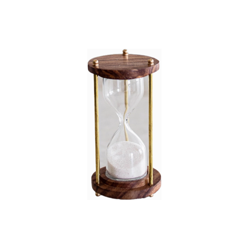 Brass & Wood Antique Hourglass