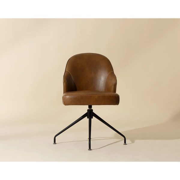 Bretta Swivel Dining Chair in Tobacco Tan Faux Leather