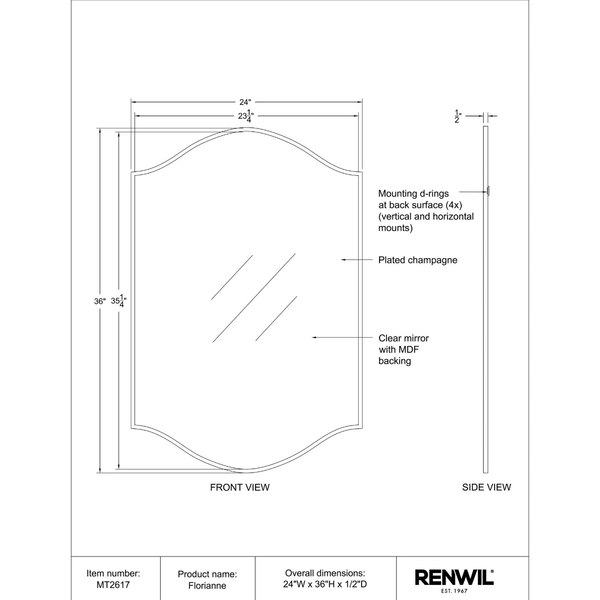 Florianne Mirror with Plated Champagne Frame