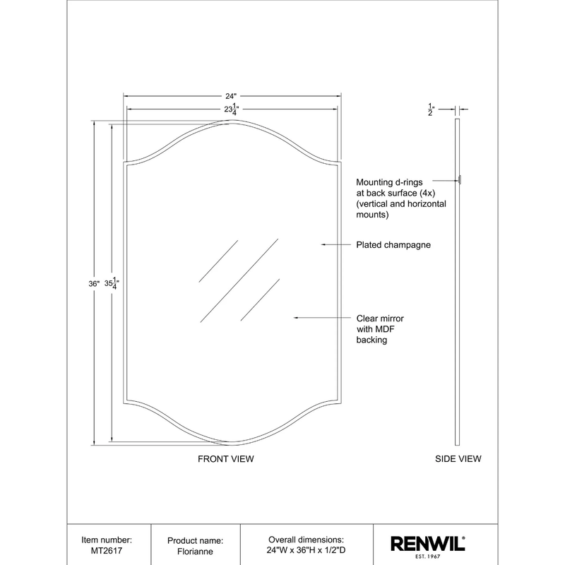 Florianne Mirror with Plated Champagne Frame