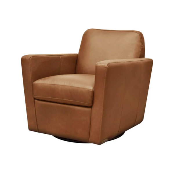 Cooper Swivel Club Chair in Cognac Leather