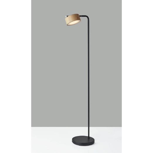 Roman LED Floor Lamp in Black and Natural Wood