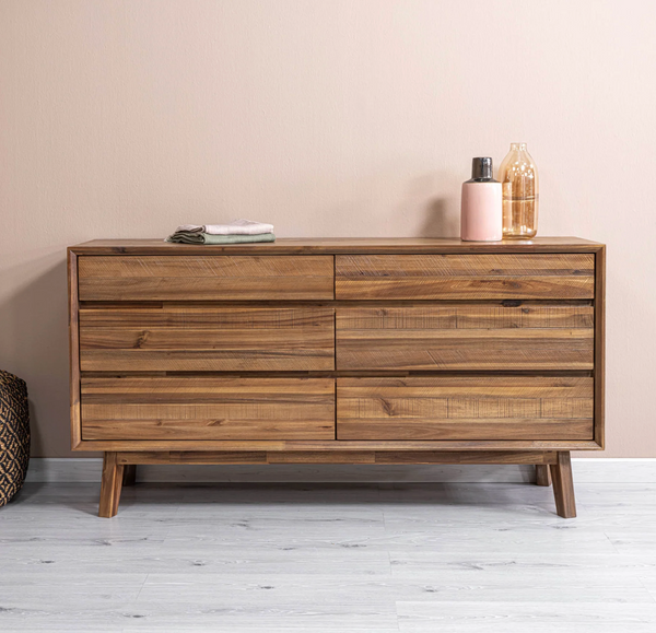 Gia 6 Drawer Dresser in Warm Pecan