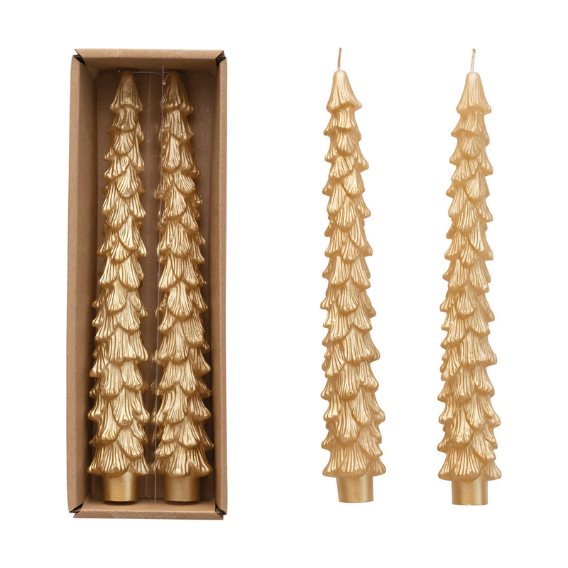 Unscented Tree Shaped Taper Candles, Set of 2