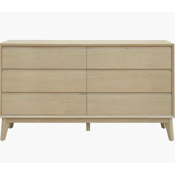 Pryce 6 Draw Dresser in Brown Natural Oak