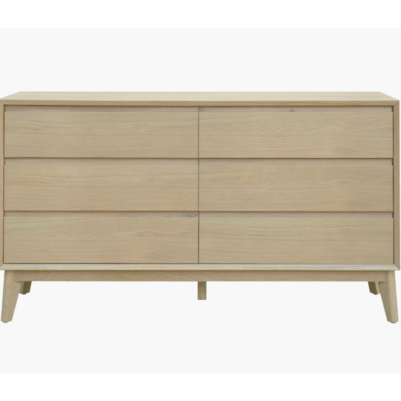 Pryce 6 Draw Dresser in Brown Natural Oak