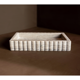Scalloped Marble Fluted Bridge Tray Beige
