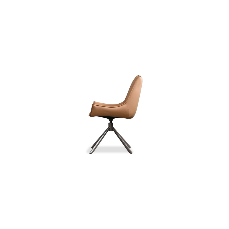 Giulia 360 Swivel Dining Chair in Irish Rum Leather and with Antique Bronze Powder Coated Steel Base