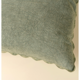 Scalloped Edge Cushion - Sage Green 20" x 20"