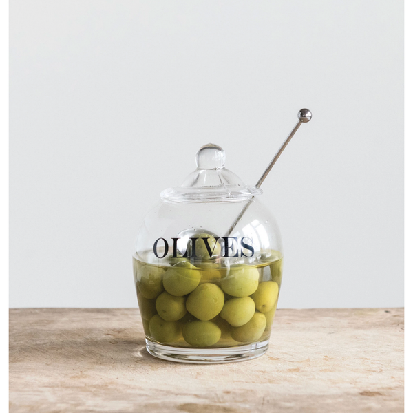 Glass Jar with Slotted Spoon