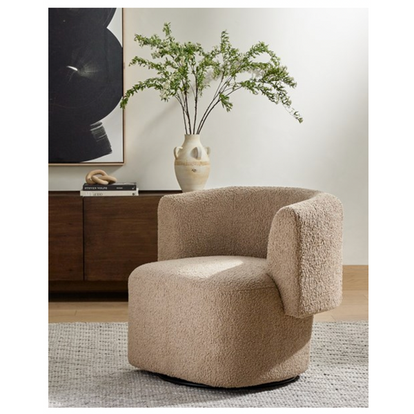 Tybalt Swivel Chair - Sheepskin Camel