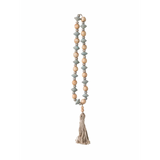 Abaca Wood Bead Strand w/ Jute Tassel, Multi Color