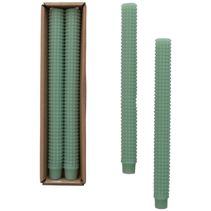 Hobnail Taper Candles in Box, Set of 2