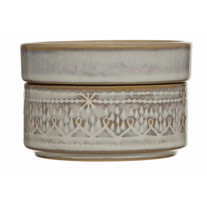 Round Decorative Stoneware Stackable Container